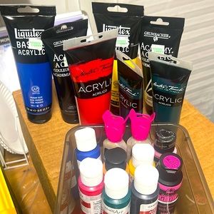 Bundle of acrylic paint colors